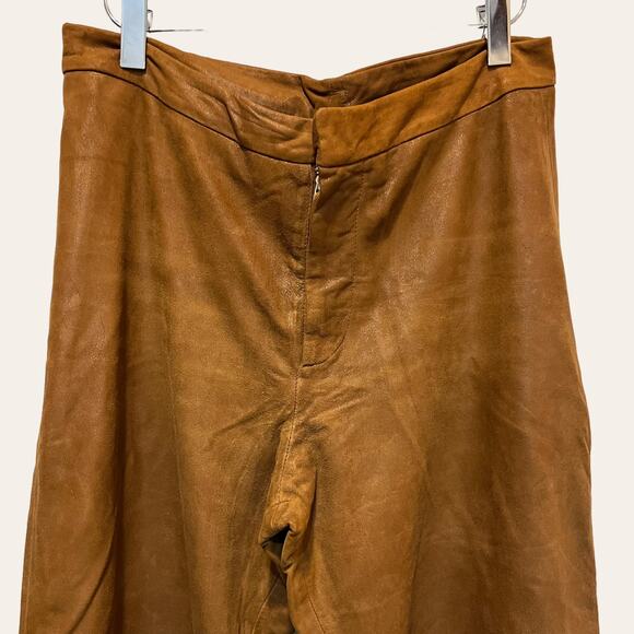 Vintage Brown Leather High Waist Wide Leg Pants Size 10 - Picture 4 of 8